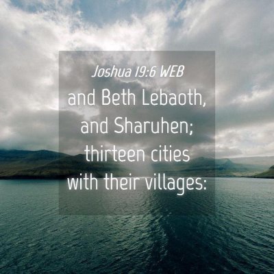 Picture 04 - Joshua 19:6 WEB - and Beth Lebaoth, and Sharuhen; thirteen cities - Bible Verse Picture