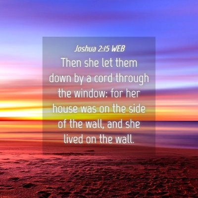 Picture 04 - Joshua 2:15 WEB - Then she let them down by a cord through the - Bible Verse Picture