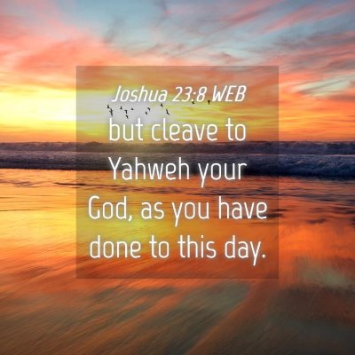 Picture 04 - Joshua 23:8 WEB - but cleave to Yahweh your God, as you have done - Bible Verse Picture