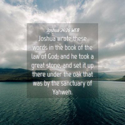 Picture 04 - Joshua 24:26 WEB - Joshua wrote these words in the book of the law - Bible Verse Picture