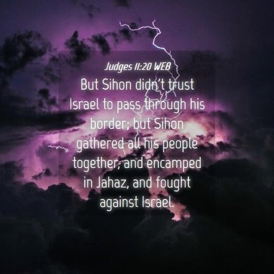 Picture 04 - Judges 11:20 WEB - But Sihon didn't trust Israel to pass through his - Bible Verse Picture