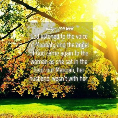 Picture 04 - Judges 13:9 WEB - God listened to the voice of Manoah; and the - Bible Verse Picture