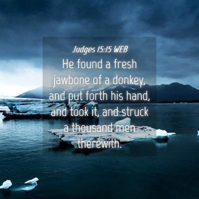 Picture 04 - Judges 15:15 WEB - He found a fresh jawbone of a donkey, and put - Bible Verse Picture