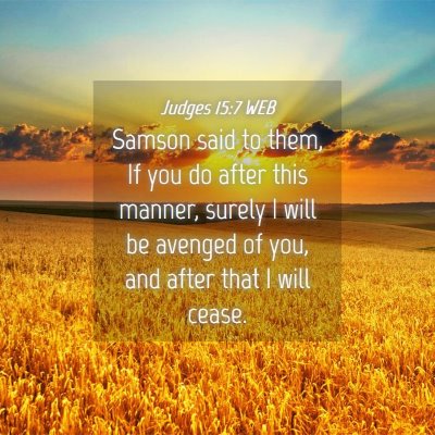 Picture 04 - Judges 15:7 WEB - Samson said to them, If you do after this manner, - Bible Verse Picture