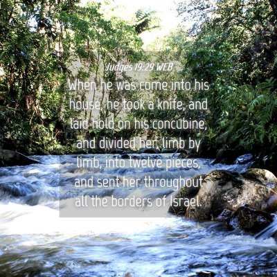 Picture 04 - Judges 19:29 WEB - When he was come into his house, he took a knife, - Bible Verse Picture
