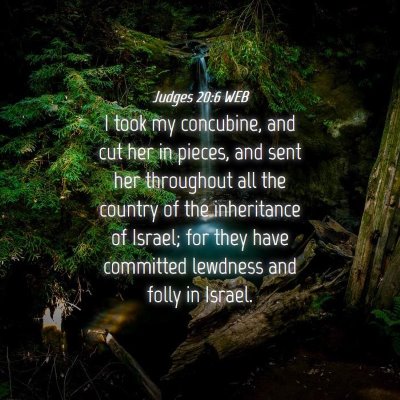Picture 04 - Judges 20:6 WEB - I took my concubine, and cut her in pieces, and - Bible Verse Picture