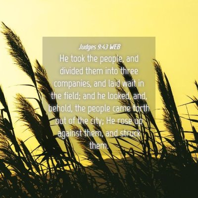 Picture 04 - Judges 9:43 WEB - He took the people, and divided them into three - Bible Verse Picture