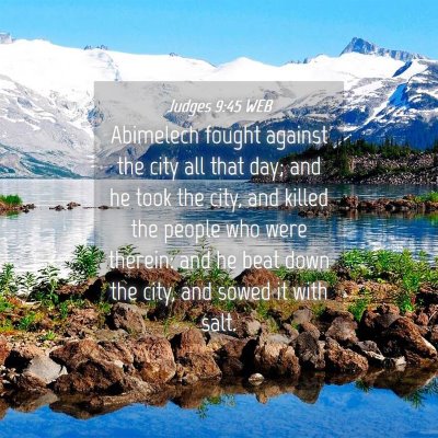 Picture 04 - Judges 9:45 WEB - Abimelech fought against the city all that day; - Bible Verse Picture