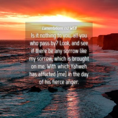Picture 04 - Lamentations 1:12 WEB - Is it nothing to you, all you who pass by? Look, - Bible Verse Picture