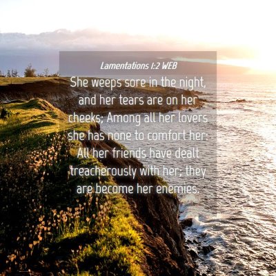 Picture 04 - Lamentations 1:2 WEB - She weeps sore in the night, and her tears are on - Bible Verse Picture