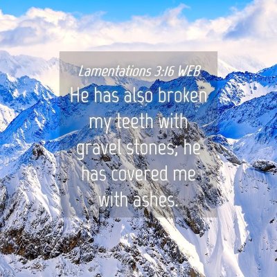Picture 04 - Lamentations 3:16 WEB - He has also broken my teeth with gravel stones; - Bible Verse Picture