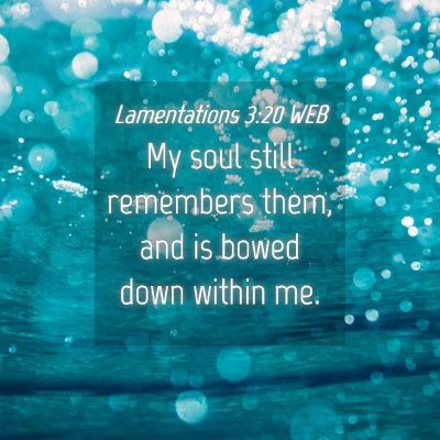 Picture 04 - Lamentations 3:20 WEB - My soul still remembers them, and is bowed down - Bible Verse Picture