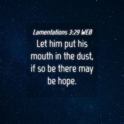 Picture 04 - Lamentations 3:29 WEB - Let him put his mouth in the dust, if so be there - Bible Verse Picture