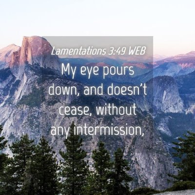 Picture 04 - Lamentations 3:49 WEB - My eye pours down, and doesn't cease, without any - Bible Verse Picture