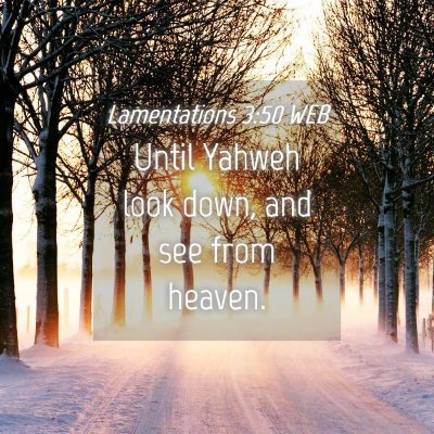 Picture 04 - Lamentations 3:50 WEB - Until Yahweh look down, and see from - Bible Verse Picture
