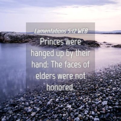 Picture 04 - Lamentations 5:12 WEB - Princes were hanged up by their hand: The faces - Bible Verse Picture
