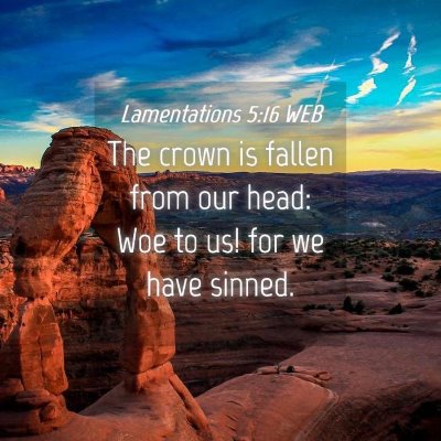 Picture 04 - Lamentations 5:16 WEB - The crown is fallen from our head: Woe to us! for - Bible Verse Picture