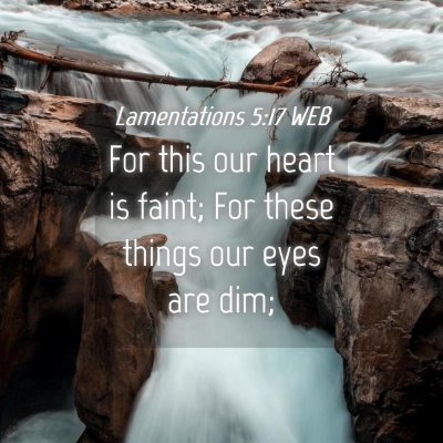 Picture 04 - Lamentations 5:17 WEB - For this our heart is faint; For these things our - Bible Verse Picture