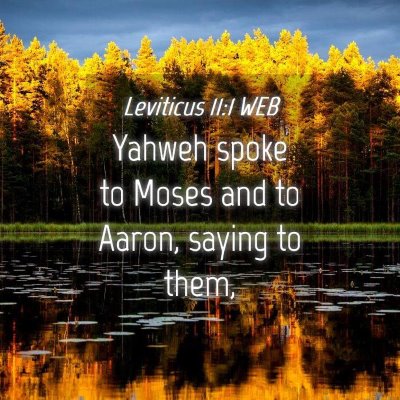 Picture 04 - Leviticus 11:1 WEB - Yahweh spoke to Moses and to Aaron, saying to - Bible Verse Picture