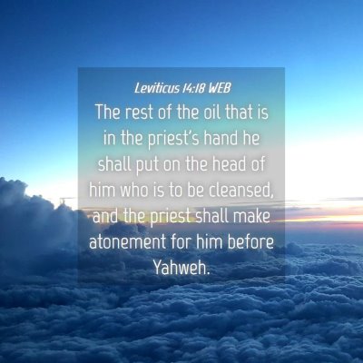 Picture 04 - Leviticus 14:18 WEB - The rest of the oil that is in the priest's hand - Bible Verse Picture
