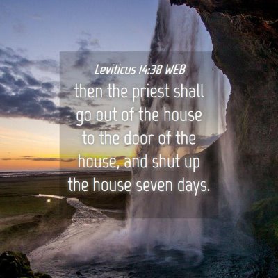 Picture 04 - Leviticus 14:38 WEB - then the priest shall go out of the house to the - Bible Verse Picture