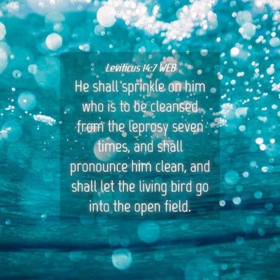Picture 04 - Leviticus 14:7 WEB - He shall sprinkle on him who is to be cleansed - Bible Verse Picture