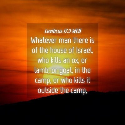 Picture 04 - Leviticus 17:3 WEB - Whatever man there is of the house of Israel, who - Bible Verse Picture