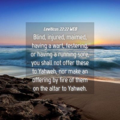 Picture 04 - Leviticus 22:22 WEB - Blind, injured, maimed, having a wart, festering, - Bible Verse Picture