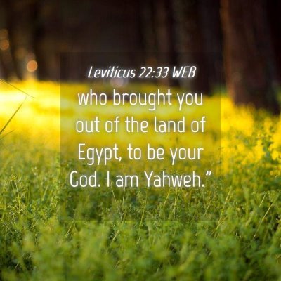 Picture 04 - Leviticus 22:33 WEB - who brought you out of the land of Egypt, to be - Bible Verse Picture
