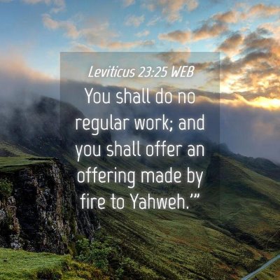 Picture 04 - Leviticus 23:25 WEB - You shall do no regular work; and you shall offer - Bible Verse Picture