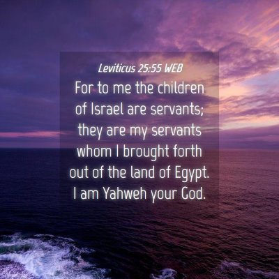 Picture 04 - Leviticus 25:55 WEB - For to me the children of Israel are servants; - Bible Verse Picture