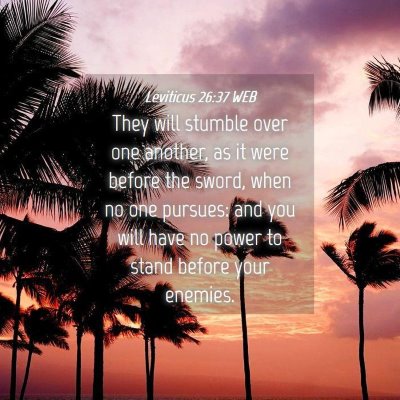 Picture 04 - Leviticus 26:37 WEB - They will stumble over one another, as it were - Bible Verse Picture