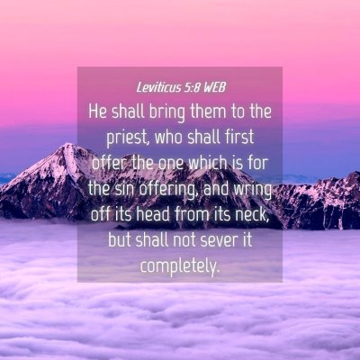 Picture 04 - Leviticus 5:8 WEB - He shall bring them to the priest, who shall - Bible Verse Picture