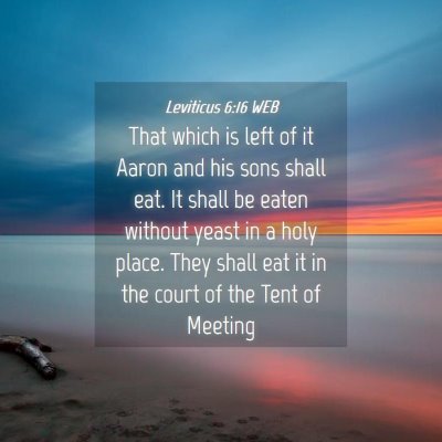 Picture 04 - Leviticus 6:16 WEB - That which is left of it Aaron and his sons shall - Bible Verse Picture