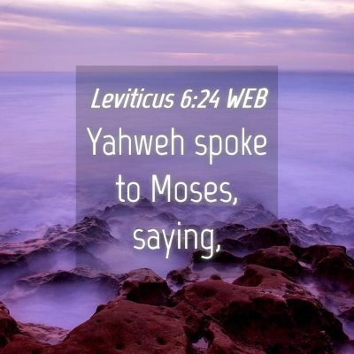 Picture 04 - Leviticus 6:24 WEB - Yahweh spoke to Moses, - Bible Verse Picture