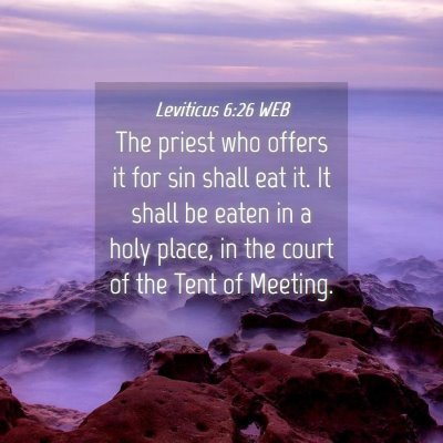 Picture 04 - Leviticus 6:26 WEB - The priest who offers it for sin shall eat it. It - Bible Verse Picture
