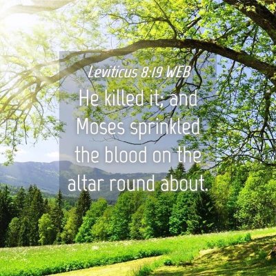 Picture 04 - Leviticus 8:19 WEB - He killed it; and Moses sprinkled the blood on - Bible Verse Picture