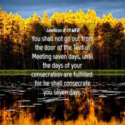 Picture 04 - Leviticus 8:33 WEB - You shall not go out from the door of the Tent of - Bible Verse Picture