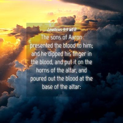 Picture 04 - Leviticus 9:9 WEB - The sons of Aaron presented the blood to him; and - Bible Verse Picture