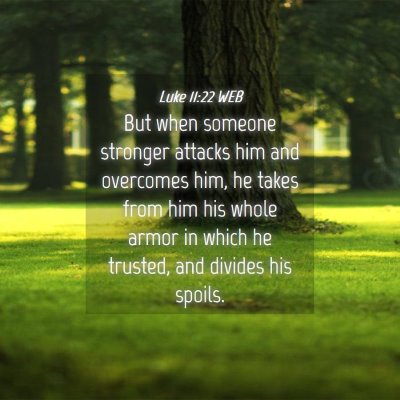 Picture 04 - Luke 11:22 WEB - But when someone stronger attacks him and - Bible Verse Picture