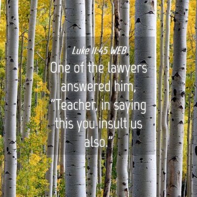 Picture 04 - Luke 11:45 WEB - One of the lawyers answered him, 