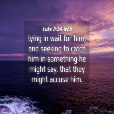 Picture 04 - Luke 11:54 WEB - lying in wait for him, and seeking to catch him - Bible Verse Picture