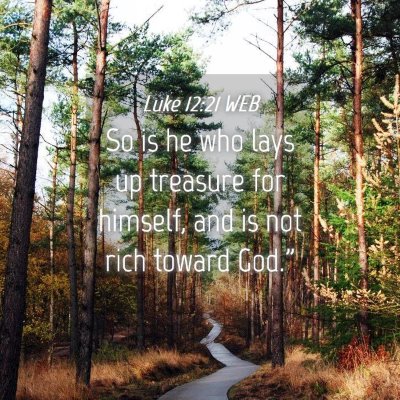Picture 04 - Luke 12:21 WEB - So is he who lays up treasure for himself, and is - Bible Verse Picture