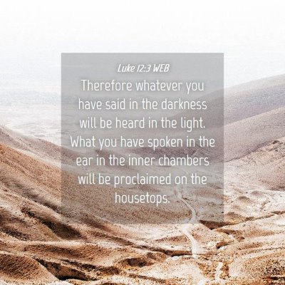 Picture 04 - Luke 12:3 WEB - Therefore whatever you have said in the darkness - Bible Verse Picture