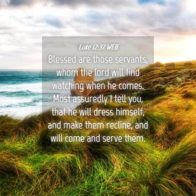 Picture 04 - Luke 12:37 WEB - Blessed are those servants, whom the lord will - Bible Verse Picture