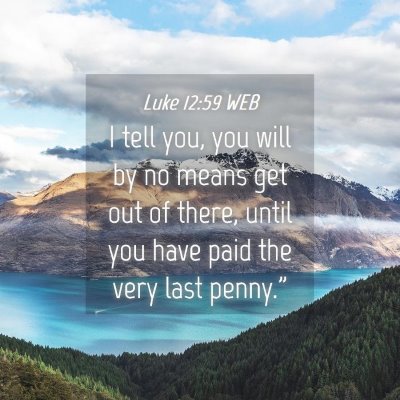 Picture 04 - Luke 12:59 WEB - I tell you, you will by no means get out of - Bible Verse Picture