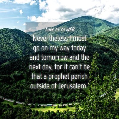 Picture 04 - Luke 13:33 WEB - Nevertheless I must go on my way today and - Bible Verse Picture