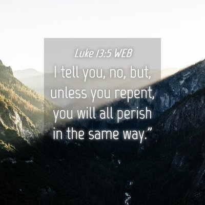 Picture 04 - Luke 13:5 WEB - I tell you, no, but, unless you repent, you will - Bible Verse Picture