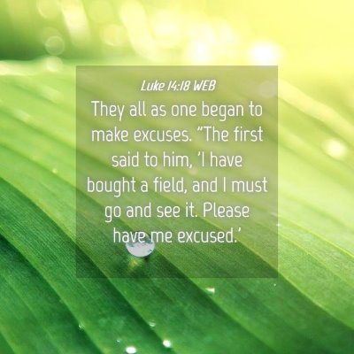 Picture 04 - Luke 14:18 WEB - They all as one began to make excuses. 