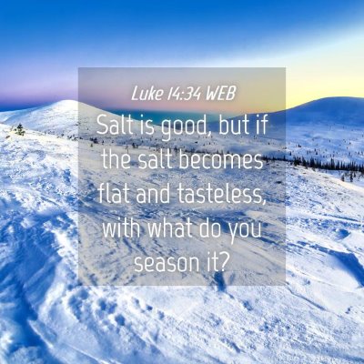 Picture 04 - Luke 14:34 WEB - Salt is good, but if the salt becomes flat and - Bible Verse Picture